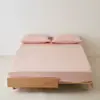 100% Algodón de Fibra Larga Alta Densidad de Hilos Cepillado Pieza Única Algodón Puro Grosor Sábana Ajustable Cobertura Total Todo Algodón Cubre Cama Color Sólido Satén