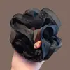 Elástico de Cabelo Franzido Estilo Francês Lazy Chic, Corda de Cabelo Versátil Preta, Acessório de Cabelo Elegante para Rabos de Cavalo