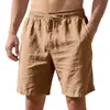 Calções de verão masculinos Amazon em linho fino, estilo europeu e americano; calções casuais de praia Amazon, folgados e confortáveis.