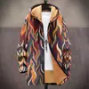 Chaqueta de Nuevo Estilo Transfronteriza con Patrones Multicolor, 36 Elementos, Cremallera, Cárdigan con Capucha, Abrigo de Algodón Polar Espeso de Invierno con Forro Amarillo