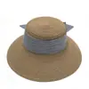 Sombrero de Paja Primavera y Verano para Mujer, Sombrero de Pescador Estilo Coreano, Elegante Sombrero de Paja Tejida para Mujer, Sombrero con Lazo para el Sol de Vacaciones