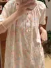 [Camisola de Manga Curta] Novo Estilo Verão 2026 Camisola de Gaze Dupla com Estampa de Desenho Animado, Roupa de Casa em Algodão Macio e Sedoso