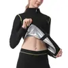 Traje deportivo con cremallera y manga larga para mujer transfronterizo, prenda que realza el sudor, moldeador corporal sauna yoga, body shaper fitness con cuello alto