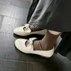 Tan lindos~ Zapatos únicos de punta dividida, piel de vaca, otoño 2026, suela plana, punta redonda, cuero genuino, corte bajo, lazo, zapatos de tacón de pezuña de cerdo para mujer