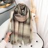 Bufanda para Pareja Atmósfera de Rejilla de Puntos de Diseñador Creativo Otoño e Invierno Estilo Británico Vintage Chal con Borlas de Imitación de Cachemira