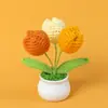 Planta de Girasol en Maceta de Hilo Terminado, Flor Artificial de Lirio del Valle, Decoración de Escritorio de Tulipán, Regalo de San Valentín para Maestros y Compañeros