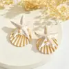Brincos Estilo Novo Transfronteiriço de Pérola Imitação Estrela do Mar Concha para Mulheres, Brincos de Nicho de Luxo de Alta Qualidade, Acessórios de Orelha Modernos e Elegantes para Mulheres