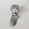 Primavera e Outono Meninas Lado Pingente de Flor de Cinco Pétalas Meia-calça Média-espessura Leggings Infantis Roupa Calças Femininas Combina com Tudo