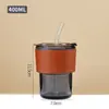 Taza de Bambú, Taza con Popote, Vaso de Vidrio para Agua, Logo Impreso, Taza Práctica, Estilo Ins, Vaso de Vidrio de Aspecto Elegante con Tapa, Venta al Por Mayor
