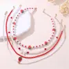 Collar de Niñas Multicapa con Cuentas de Arroz Europeas y Americanas Transfronterizas, Estilo Bohemio, Lazo, Accesorios de Limón