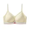 Série Miu de Bolinhas Cor Clássica Color-Blocking Laço Doce Menina Bailarina Sutiã Respirável Sem Fio Lingerie