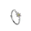 Lily Girlfriend S925 Prata Esterlina Design de nicho Abertura ajustável Casal Flor Par de anéis femininos