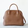 2024 Nova Bolsa Shell Camada Superior Couro de Vaca Meia Linha de Cera Nicho High-end Bowling Couro Genuíno Bolsa Feminina Portátil Bolsa Crossbody
