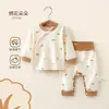 Conjunto de ropa de otoño para bebé, ropa de casa para niñas, pijama de algodón puro de manga larga para niños, conjunto de ropa interior de dos piezas para niños para primavera y otoño