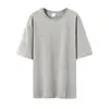Exclusivo de Verão 200g Algodão Puro Peso Pesado Gola Redonda Manga Curta Camiseta Oversize Ombro Caído Estilo Unissex Lisa