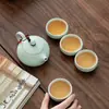 Juego de Té Kung Fu Portátil para Viaje con Tetera de Cerámica Xi Shi, Juego de Una Tetera y Dos Tazas o Cuatro Tazas, Regalo Creativo Personalizado