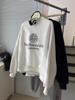Moletom Pulôver Gola Redonda com Letra Moda Retrô Chique Estilo Coreano para Mulheres Fino Solto Aparência Emagrecedora Estilo Preguiçoso Jaqueta Inverno