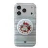 Soporte para Pasteles Rayado Azul Bloque de Color Funda Magnética para Teléfono para Apple 17 Promax, Adecuado para 16 Promax Doble Capa 15Pr