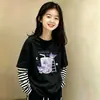 Camiseta base de rayas para niñas, tipo dos piezas, adecuada para niños mayores en primavera y otoño, versátil y elegante, top de algodón puro de manga larga para niños
