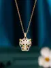 Estilo Hip Hop Transfronterizo Europeo y Americano Nuevo Colgante de Cabeza de Leopardo Personalidad Cadena de Clavícula de Moda para Mujer Collar Exagerado de Cabeza de Animal Completamente Incrustado
