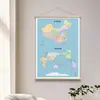 Pintura Decorativa de Rolo Pendurado Mapa Mundi da China para Sala de Estar, Estudo, Decoração de Parede de Fundo para Escritório