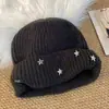 Chapéu Versátil com Padrão de Estrelas, Moda Tendência Estilo Coreano para Circunferências de Cabeça Grandes, Novo Gorro de Tricô Pulôver Feminino de Inverno que Valoriza o Rosto