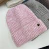 Gorro Tricotado com Mistura de Lã Estilo Coreano com Punho para Mulheres, Outono e Inverno Quente e Fashionable Gorro Tricotado Oversized