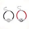 Pulseira Trançada Preta e Vermelha Luminosa com Pedra do Tempo Sol e Lua Estilo Europeu e Americano Transfronteiriça, Presente Fashion para Casais e Melhores Amigos, Atacado