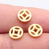 9.1X9.1X1.6Mm 0.5g Dourado Brilhante Acessórios DIY Pingente Estilo Chinês Símbolo Moeda Chinesa Pingente