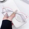 Nuevas Gafas Transfronterizas Ojo de Gato que Cambian de Color Anti Luz Azul, Monturas de Metal Retro para Gafas de Mujer, Herramienta Mágica Sin Maquillaje, Monturas de Gafas Lisas