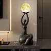 Ornamento de Arte de Figura Abstrata com Acabamento de Luxo, Decoração de Luz Ambiente Moderna de Chão para Sala de Estar ao Lado do Rack da TV, Presente de Inauguração