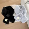 Cachecol de Pelúcia de Alta Qualidade para Mulheres no Outono e Inverno Engrossado e Quente Estilo Coreano Peludo Cruzado À Prova de Frio com Gola de Pelo