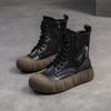Botas de caballero estilo británico Shanghai Jietu 2024, botas cortas informales retro con suela gruesa y capa superior de piel de vaca para mujer