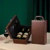 Caja de Embalaje para Botella de Vino de Material de Cuero Personalizable Caja de Regalo para Vino Tinto Doble Estampado en Caliente Caja para Vino Tinto
