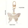 Chaveiro Borboleta de Cristal Colorido Europeu e Americano Liga de Metal Criativa Diamante Pingente para Bolsa de Mulher Anel de Chaveiro Presente