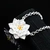 Nafoge joyería de plata al por mayor cadena de suéter de plata hecha a mano collar de plata de ley 925 colgante de flor de plata tridimensional para mujer