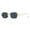 Gafas de sol sin montura transfronterizas nuevas de 2026 con un toque de alta gama para mujer, Gafas de sol poligonales de corte angular simples retro europeas y americanas