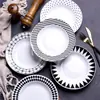 Plato de desayuno creativo nórdico con patrón geométrico, plato hondo de cerámica para sopa, plato hondo para pasta de restaurante occidental, plato de 8 pulgadas