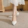 Zapatos de tacón alto de moda de corte bajo estilo coreano combinan con todo tacón de aguja estilo Chanel 2023 nuevos zapatos franceses de punta