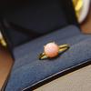 Suministro Transfronterizo de Nuevos Anillos de Tesoro Coloridos, Plata 925 Incrustada con Ópalo Rosa Natural Redondo Boca Viva Anillos para Mujer, Simples y Versátiles