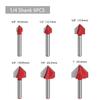 Cortador de Fresado de Acero de Tungsteno de 6 Piezas con Forma de V de 90 Grados para Ranurado y Plegado de Bordes en Carpintería, Herramienta de Carpintería, Cuchillo de Tallado, Cabezal de Corte de Máquina de Recorte