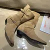 Botas sin cordones 2026 otoño e invierno moda botas sin cordones hasta la rodilla punta redonda con aumento interno de altura y sensación relajada, botas de gamuza para mujer