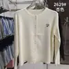 Cardigã de malha para mulheres de 45-65kg, top elegante de manga comprida, moderno e simples, camiseta de base 2629