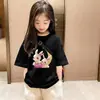 Camiseta de Algodón Puro para Niña Manga Corta Estampado de Dibujos Animados Nuevo Estilo 2026 Estilo Ins Versátil Ropa Exterior Top de Media Manga Moderno