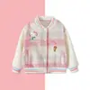 Roupas infantis meninas casaco fofo 2024 outono infantil baseball novo bordado top infantil jaqueta de bebê roupa de outono
