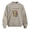 Moletom com Capuz Raglan Manga Longa Patchwork Estampa Retrato Primavera Outono Estilo de Rua Masculino Solto Gola Redonda