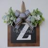 Flor Artificial Transfronteiriça 26 Letras Pingente de Porta de Entrada Placa de Madeira Guirlanda Orelha de Coelho Folha Número da Casa Eucalipto Decoração de Casa de Férias