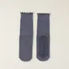 Meias de Yoga com Borda Franzida e Solas Antiderrapantes de Silicone, Meias Femininas de Cano Médio, Finas para Primavera e Outono, Meias Esportivas para Fitness, Pilates