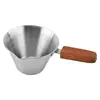 Taza Medidora de Espresso con Mango de Nogal Acero Inoxidable con Mango y Escala Taza de Extracción Taza Pequeña para Leche 100ml