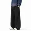 Pantalones de chándal de pierna recta de peso pesado con caída, de marca americana a la moda, con cintura de bloques de color personalizados para hombre y mujer, holgados y adelgazantes para otoño, estilo deportivo casual